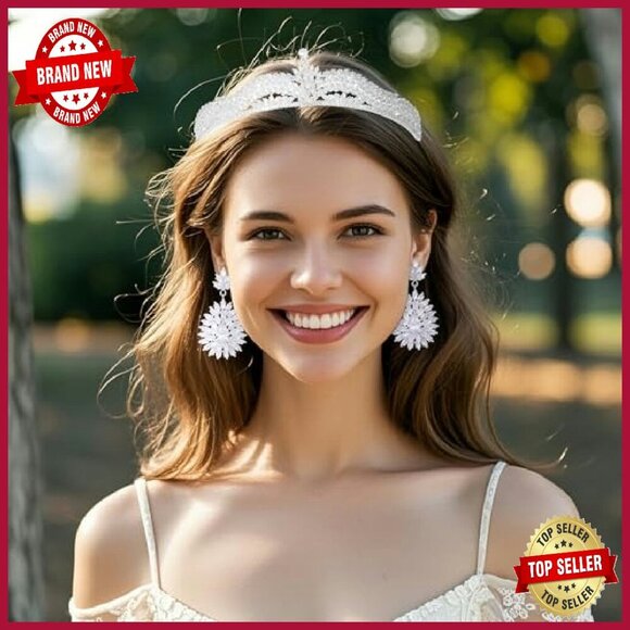 Cubic Zirconia Tiara Headpiece Bridal Hair Accessory Silver Plated main image 5